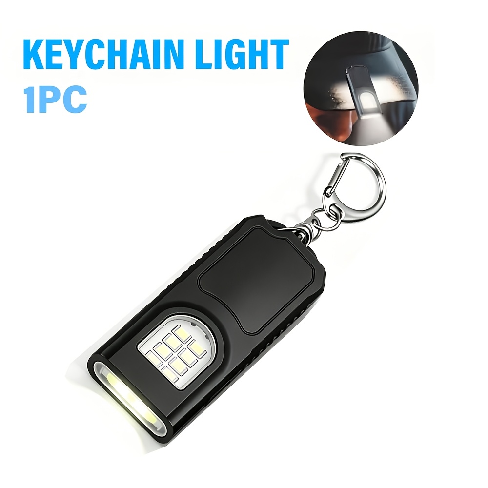TEMU 1 Linterna portátil recargable por USB | Mini luz de llavero, frontal con clip para bolígrafo, 5 de luz, linterna de emergencia multifuncional,