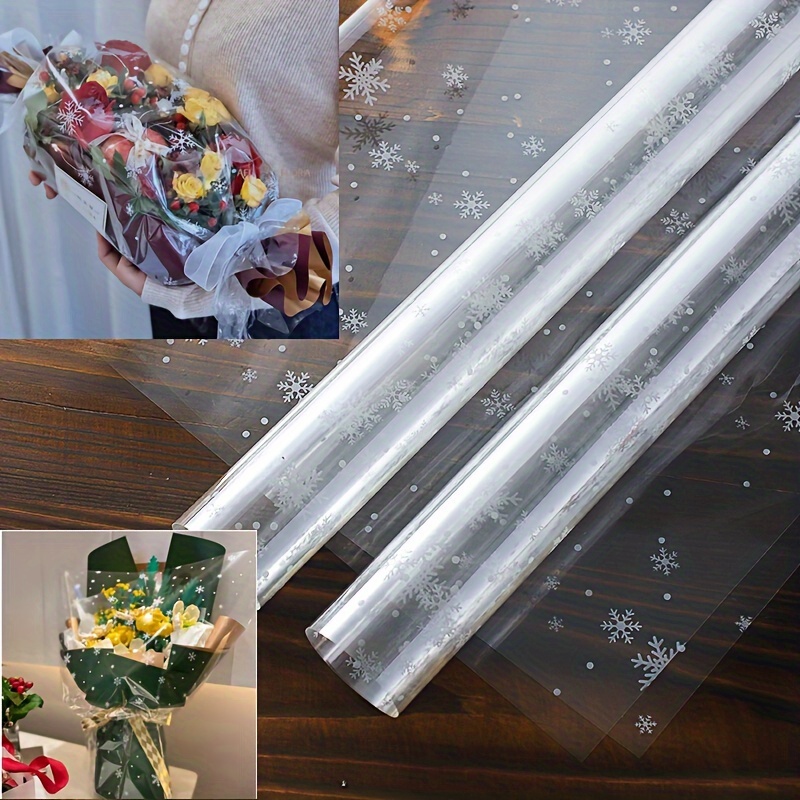 

Snowflake Cellophane Wrap Roll, 3 Mil Thick, 58cm X 10 Yards – Large Transparent Plastic Gift Basket Wrapping With Snowflake Pattern, Perfect For Holiday Presents And Baskets