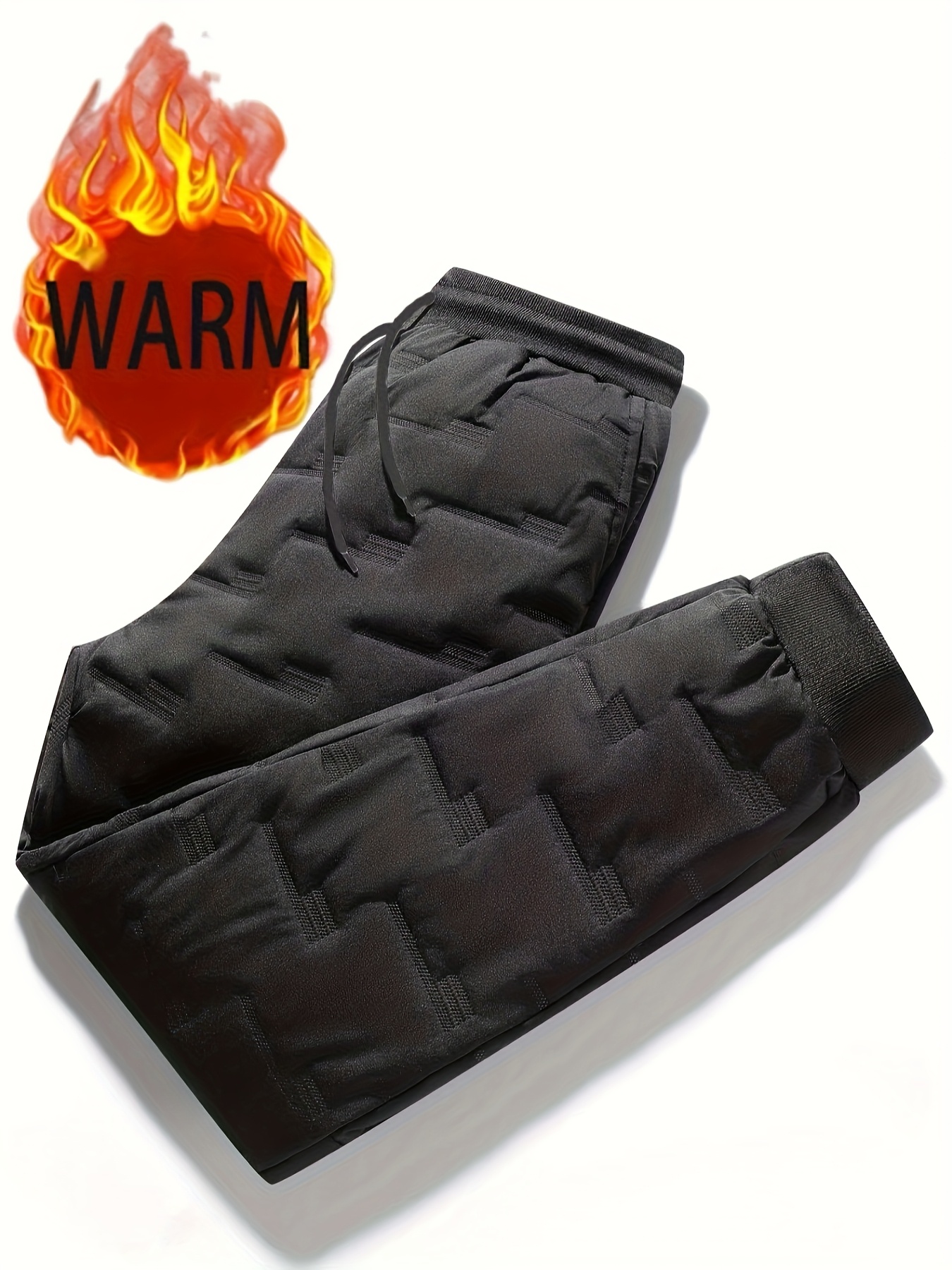1 pantalon de jogging d'hiver chaud et coupe-vent pour homme | Épaissi avec doublure en polaire, taille élastique, jambe droite, poches multiples, adapté aux activités de plein air et au temps froid, lavable en machine, design de couleur unie