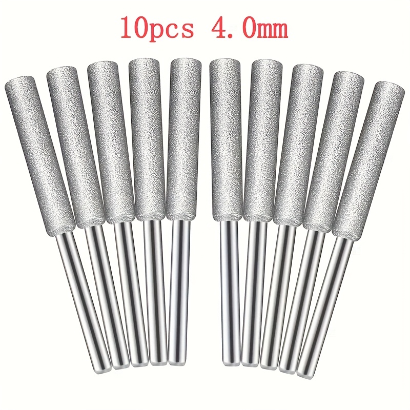 Image of 10pcs Diamond Chainsaw Sharpener Set, Titanium Coated Grinding Bits, Rotary Tool Burr Stone Files For Chain Saw, Jade, Glass, Metal, Wood Sharpening