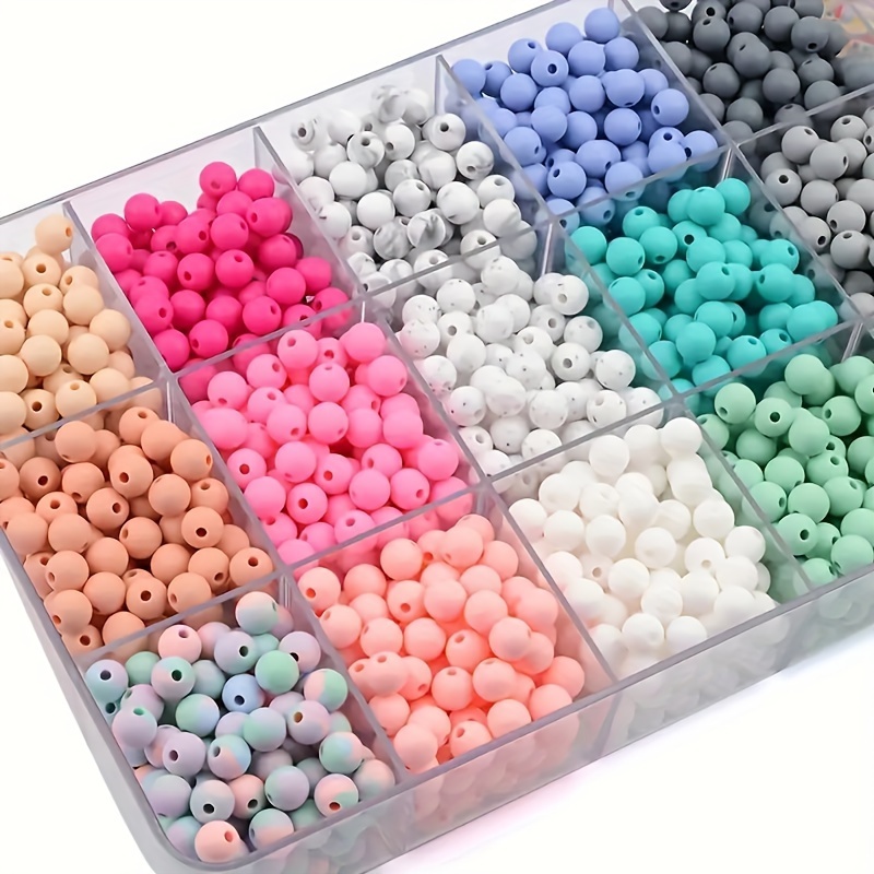 

310 Pcs 9mm Round Silicone Beads, Loose Silicone Beads, Diy Keychain Bracelet Beaded Silicone Beaded Rope Pen Necklace Jewelry Making Crafts (31 Colors)