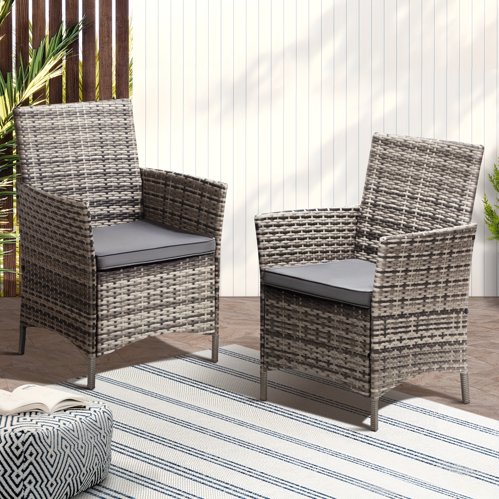 TEMU 2x Outdoor Dining Chairs Rattan Outdoor Patio Chairs Furniture Grey, Patio Furniture, Outdoor Furniture, Patio Seating, Garden Chairs,