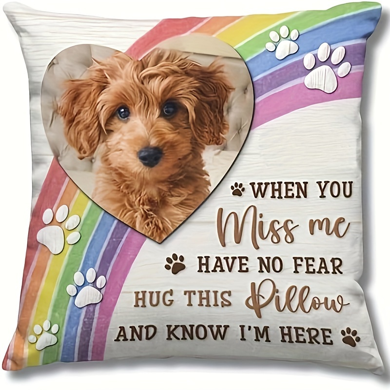 1pc Personalized Pet Memorial Throw Pillow, Loss Of Dog Sympathy Gift, Dog Memorial Gifts For Loss Of Dog, Dog Pillows, Pet Loss Gifts 18x18 Inch Super Soft Short Plush (single Sided Printing)