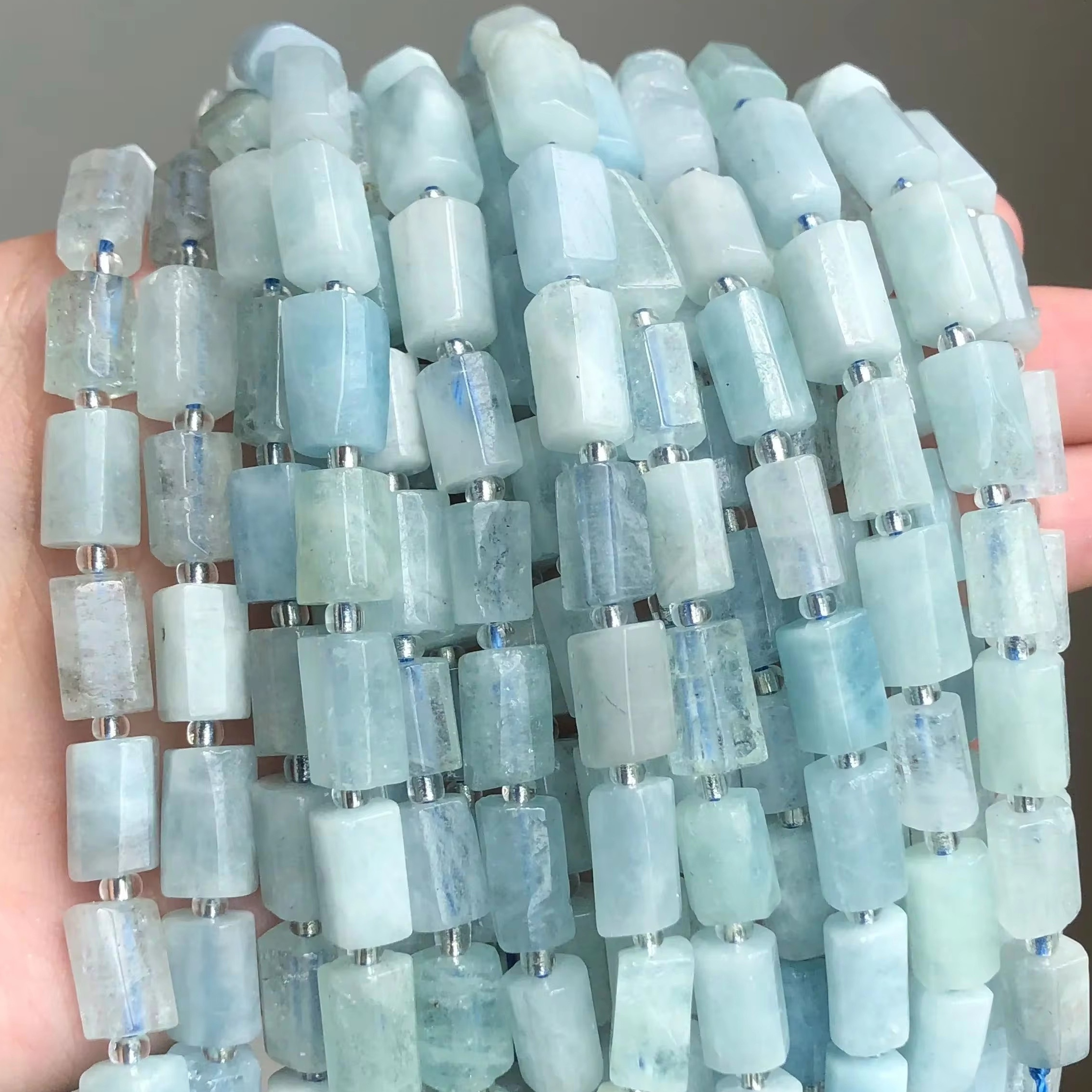 

Natural Aquamarine Stone Beads, Faceted , Ideal For Diy Jewelry Making, Necklace & Earring Charms, Blue Tones, 15 Inch Strand