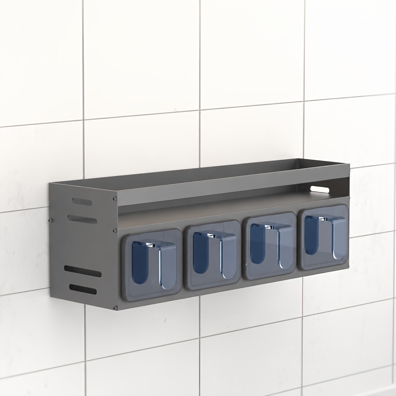 Bseckoo Us Wall-mounted Non-drilling Storage Rack With Separate Transparent Compartments For Organization. Home Storage Rack That Space On The Wall. Organizes Clutter By Category., Utility Racks
