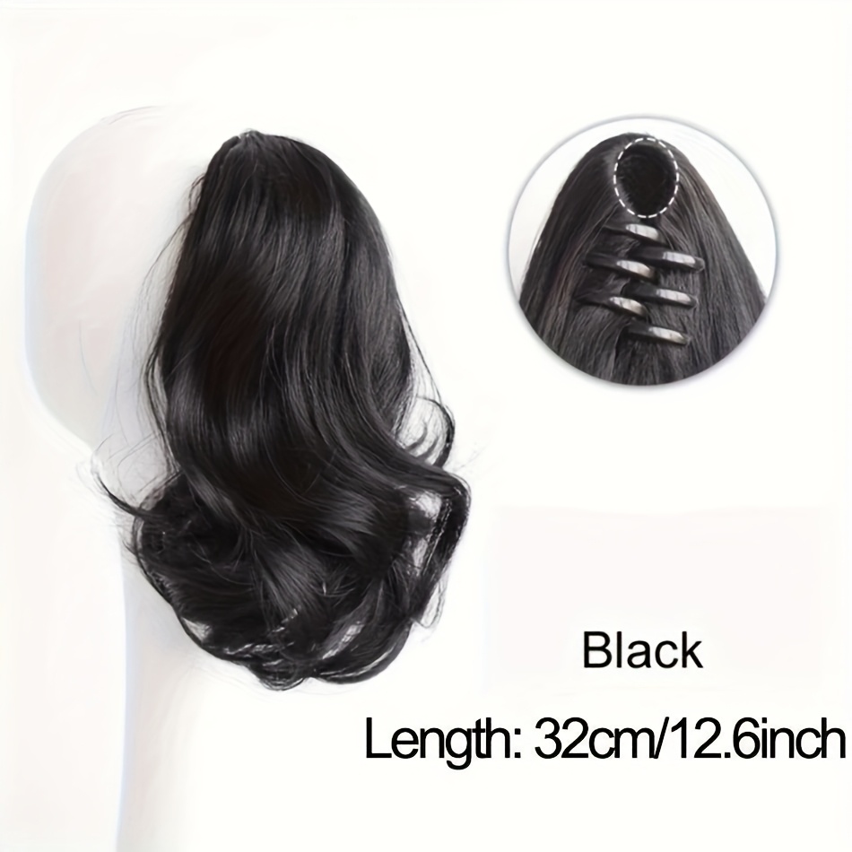 TEMU Elegant 12.6-inch Pear Claw Ponytail Hair Extension 75g Heat-resistant Synthetic Hair, Ladies' Chic Short Style With Tassels Embellishment,