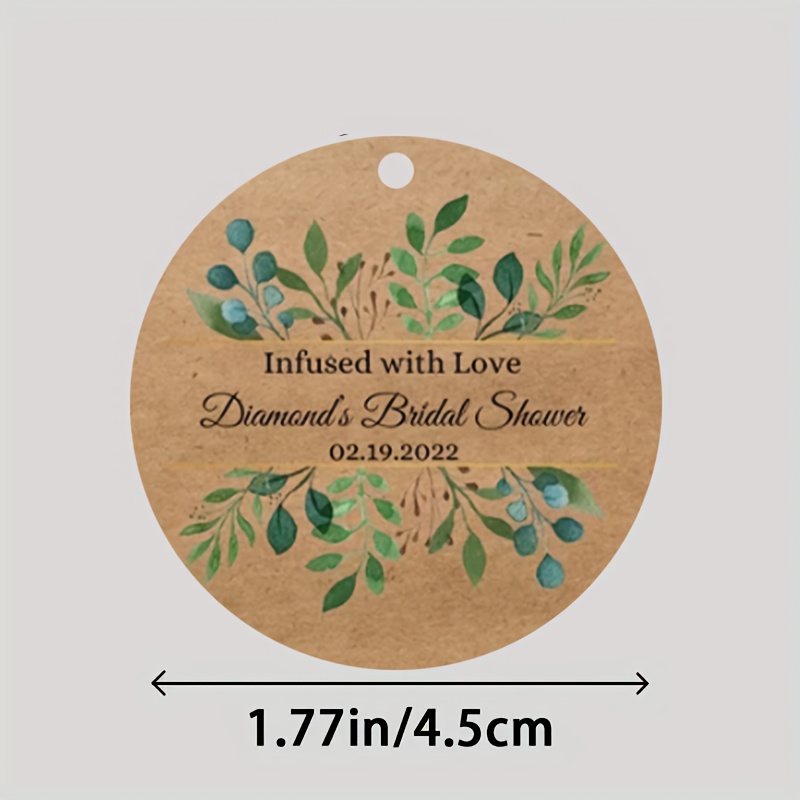 TEMU Custom Paper Wedding Gift Tags, Green Leaf Design - Personalized Thank You Labels For Bridal Showers, Birthdays & Special Occasions