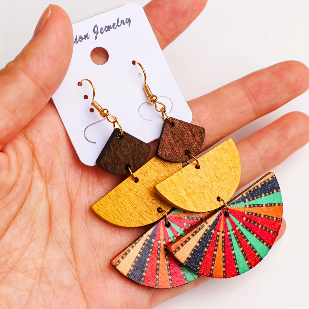 10 Pairs Bohemian Vintage Handmade Wooden Earrings Set