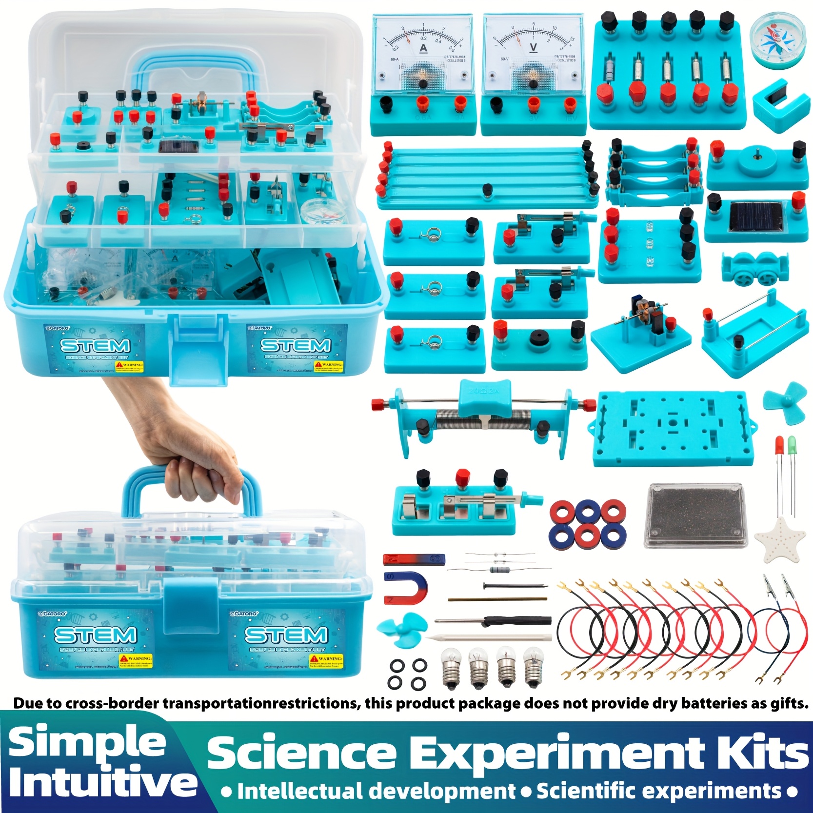 ערכת ניסויים מדעיים stem מהדורה מובחרת - קופסת ניסויים פיזיקליים וחשמליים 3 שכבות עם 100+ כלי מעבדה, 100+ ניסויים, 100+ פעילויות, ערכות מדעיות עבור, ערכת מדע חינוכית, ערכת מדע עמידה פרטי מוצר 1