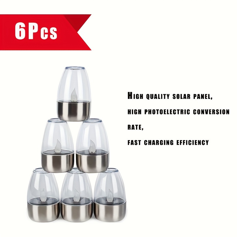TEMU Solar Candle Light, Smokeless Candle, Energy Saving, Light Control Automatic , Suitable For Christmas, Halloween Lights Holiday Decoration,