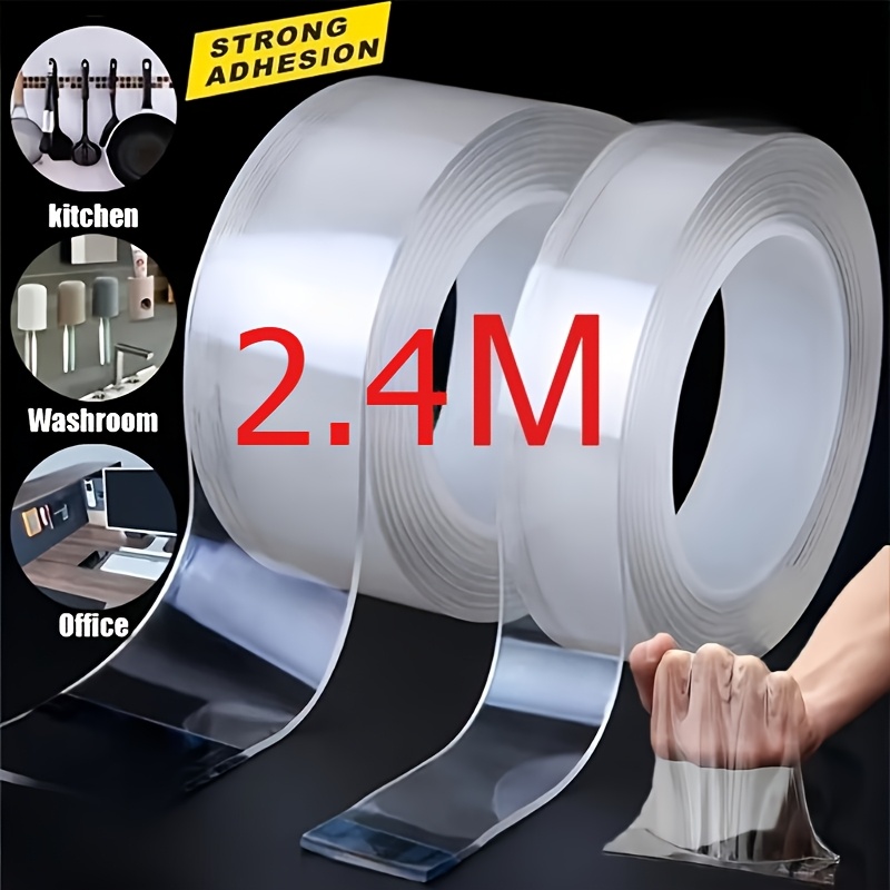 Super Strong Heavy Duty Double Sided Tape - Transparent High Viscosity Adhesive, Washable And Reusable, Suitable for Plastic, Wood, Glass, Metal Surfaces - Ideal Choice for Kitchen And Bathroom, Double Sided Tape