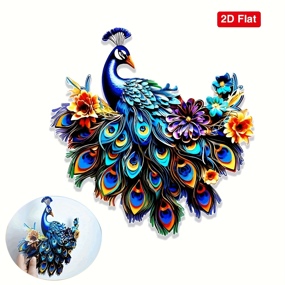 TEMU 2d Flat, Extra Large Peacock Fence Decor - Turquoise Blue, Golden, Brown, Black, White, Green / Metal Wall Hanging - Heavy-duty Iron For Garden,