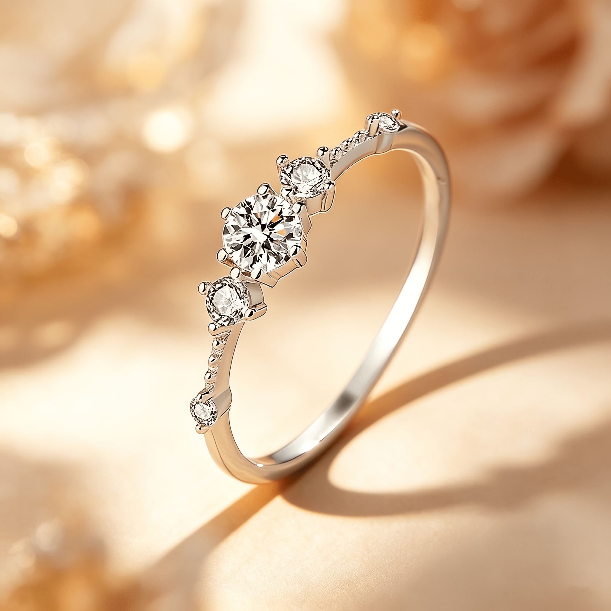 Women's Unique Four-Claw Round Geometric Design Ring