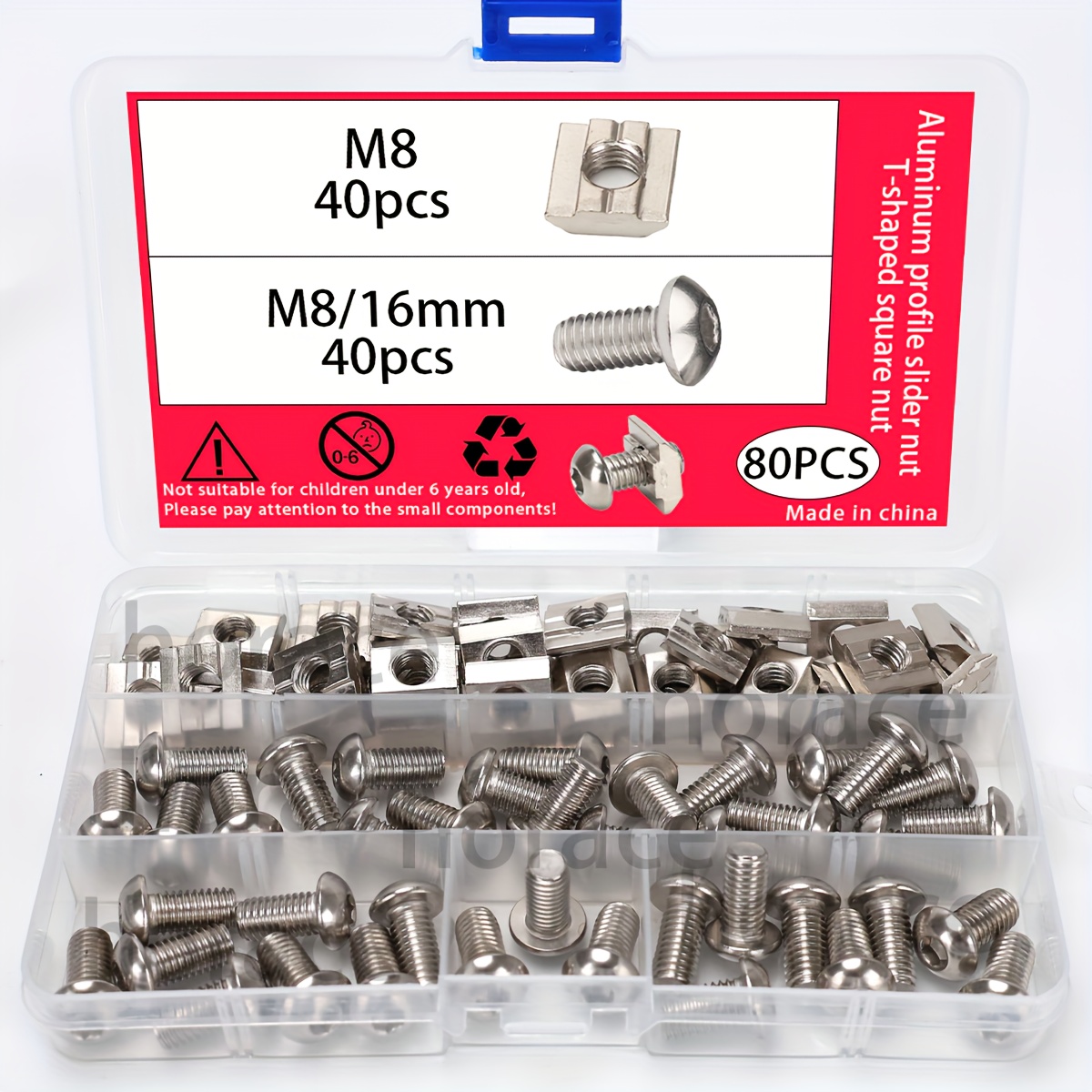 80pcs Nut And Screw Set, 30-type European Standard Profile Sliding Block Nuts, T-shaped Square Nuts, Internal Hexagon Bolts, Profile Additions