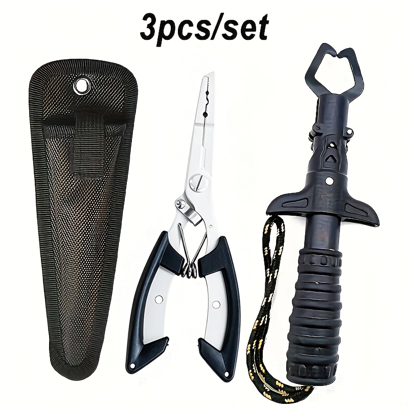 TEMU 3pcs/set Durable Stainless Steel Fishing Pliers, Multi-functional Tool - Durable Rust-resistant Titanium Coating, Portable For Camping, Fishing,