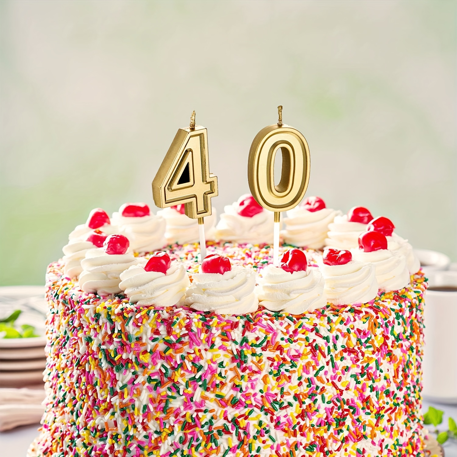 

40th Birthday Cake Candles - Paraffin Numeral Cake Toppers For Retirement, Anniversary, Birthday Celebrations - Universal Holiday Decorations, No Electricity Or Feathers Required