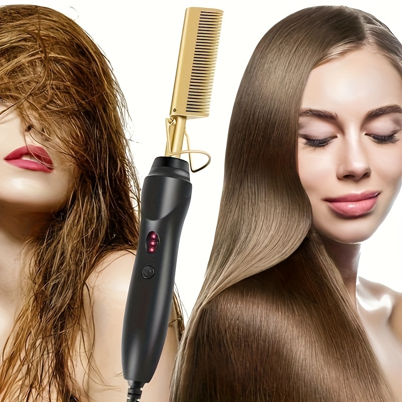 

2 In 1 Hot Comb Straightener Electric Hair Straightener Curler Hot Heated Comb For Wet Or Dry Hair, Gifts For Women