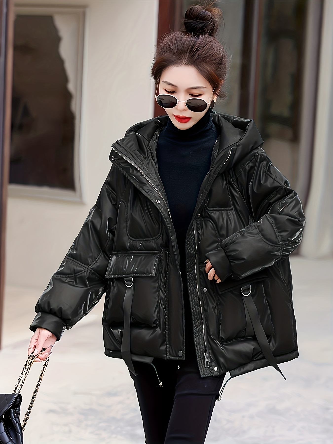 womens winter coat elegant cold weather outerwear thick Temu