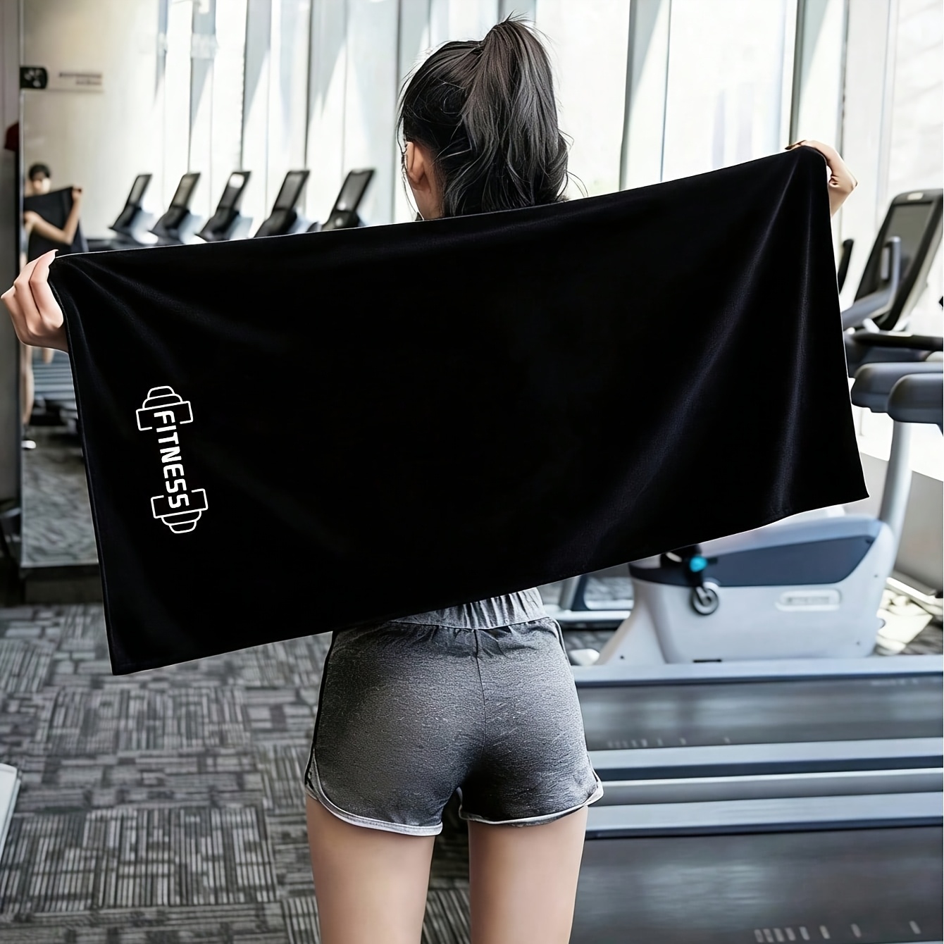 E-shop Leichtes, schnelltrocknendes, weiches schweißabsorbierendes, eckiges, rutschfestes Fitness-Handtuch, Sporttuch, 40*95cm/15.74*37.4inch,
