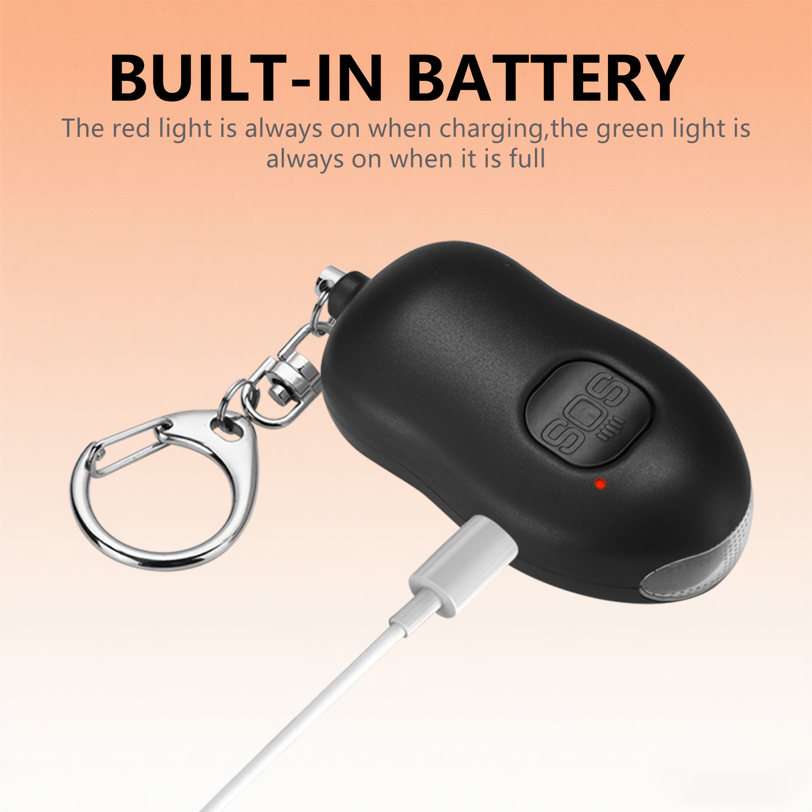 rechargeable personal alarm 130db led light keychain alarm for women and elderly usb charging lithium polymer battery Product details 4
