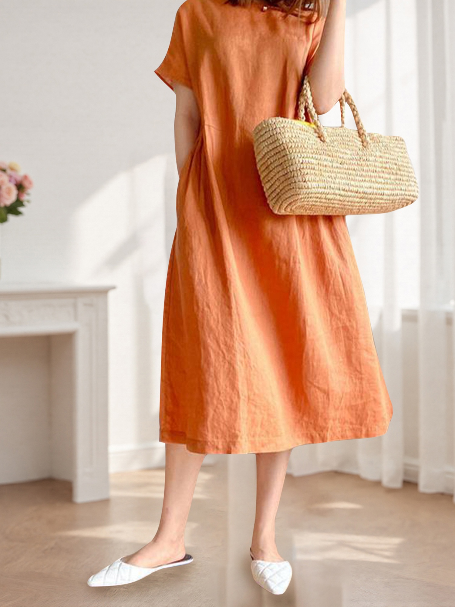knee length dresses for ladies Texas Sun Linen Mini Dress
