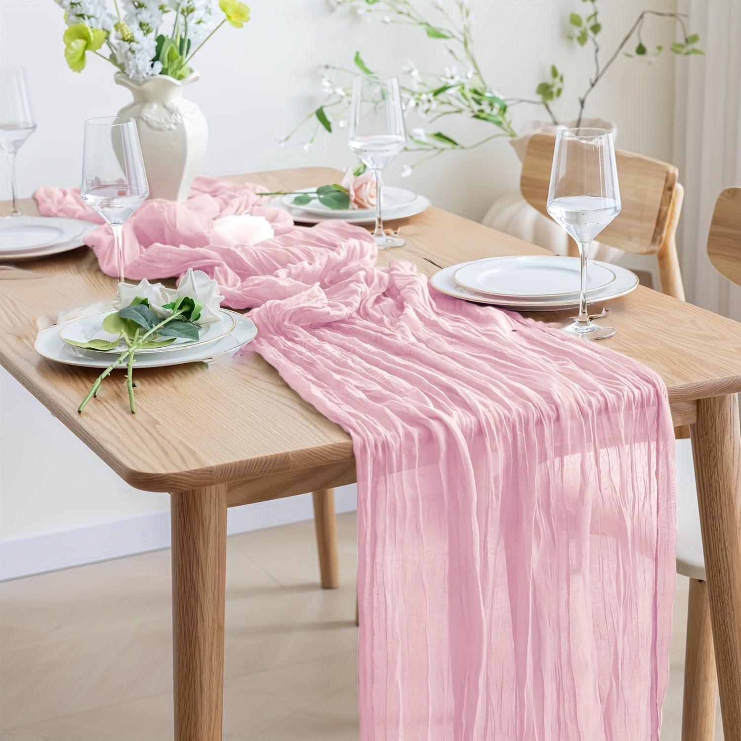 1 kom baory tkanina za vjenčanje, zabavu, rođendansku dekoraciju, ružičasti stolnjak, prozirna   za baby shower zabavu, boemska dekoracija  