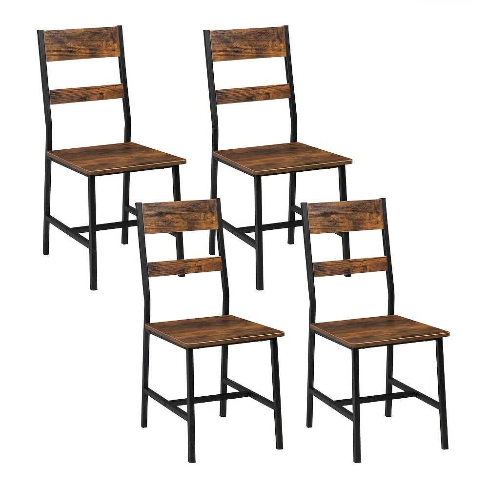 Image of 4pcs Dining Room Chairs, Kitchen Chairs, Living Room Chairs With Metal Frame For Kitchen, Dining Room And Living Room, Industrial Style