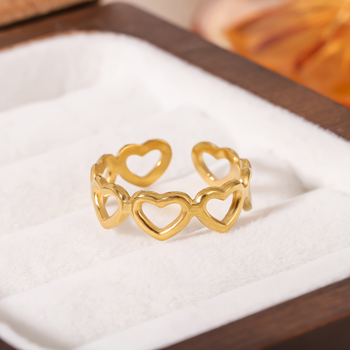 Love Surround Stainless Steel , Hollow-out Design, And Non-fading Material, Accessory, Romantic And Versatile Ring.