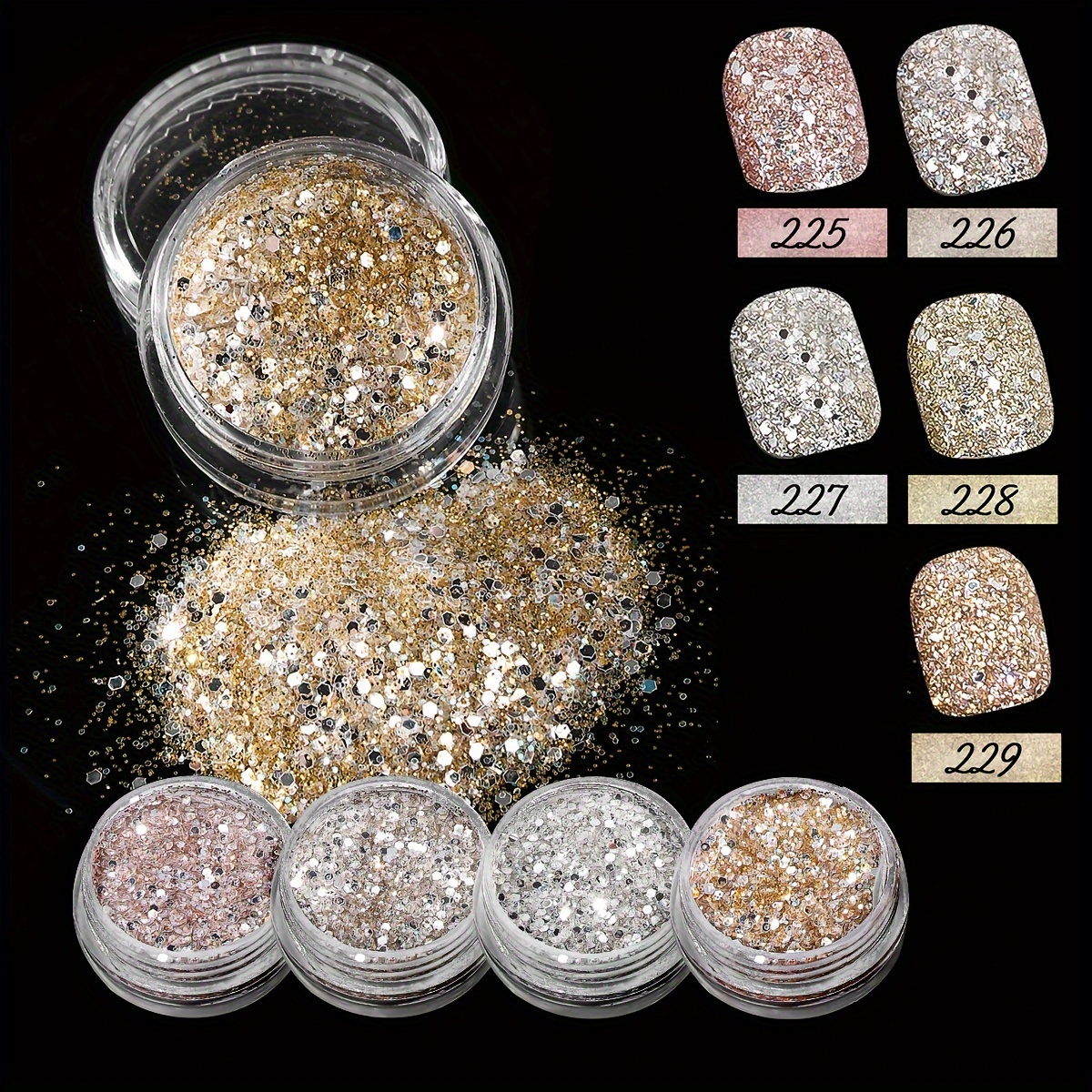 

Monja 5-color Hexagon Nail Glitter Sequins - Odorless, & Pedicures