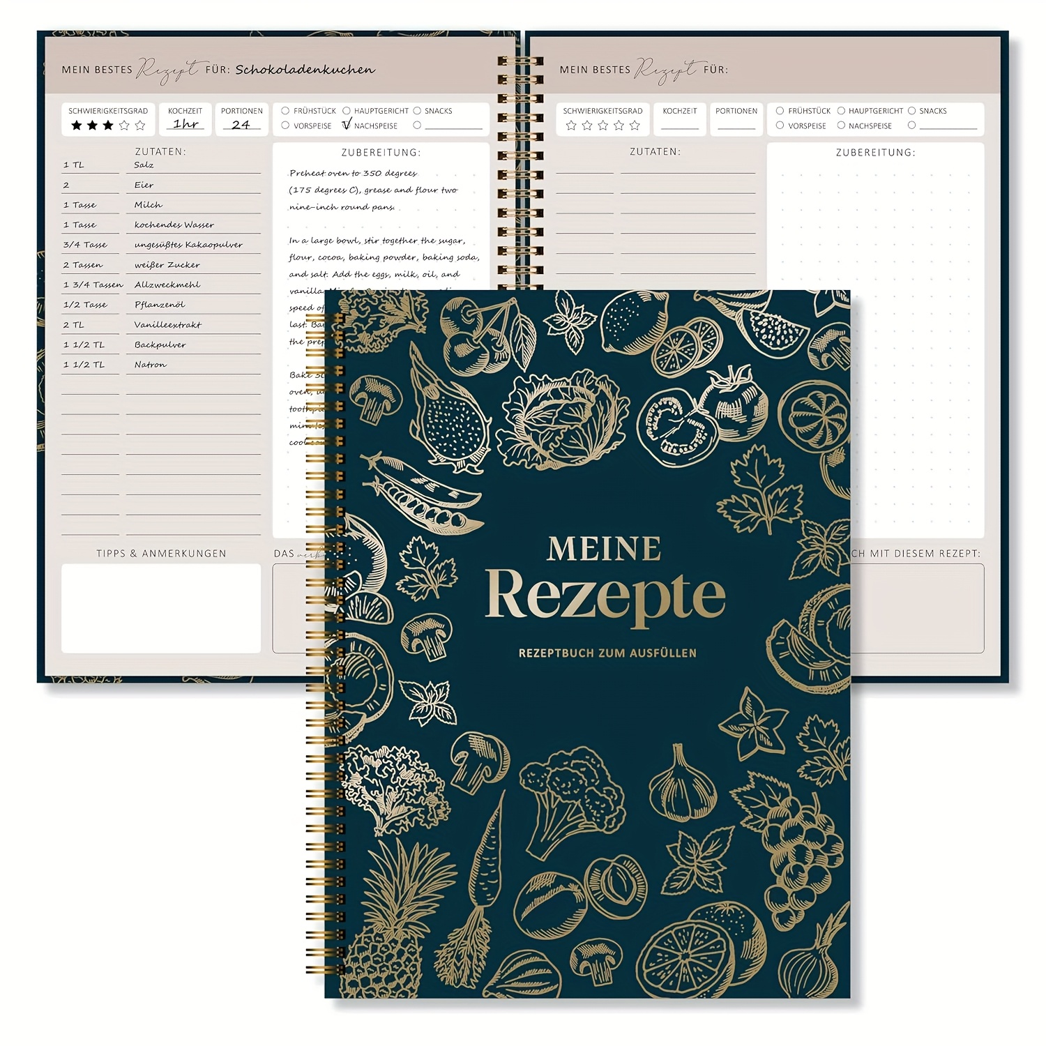 TEMU Biroyal Self-designed Recipe Book, A4 Spiral-bound Recipe Book, Self-written Recipe Book, Diy Cooking Book, Baking Book Writing | | Recipe Book.