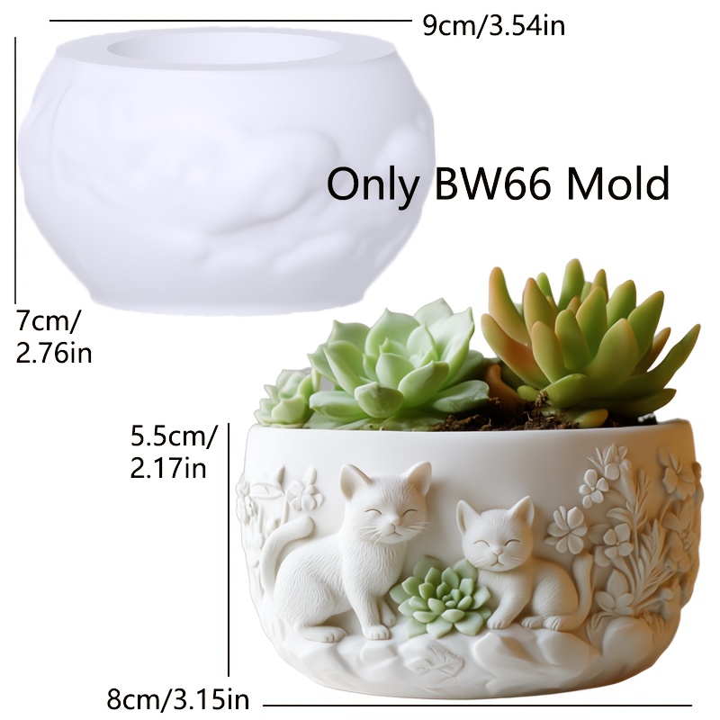 Image of Resin Casting Molds Cat Flowerpot Pen Holder Resin Silicone Mold Cute Cat Candle Cup Gypsum Concrete Clay Mold Craft Furniture Decoration Holiday Gift