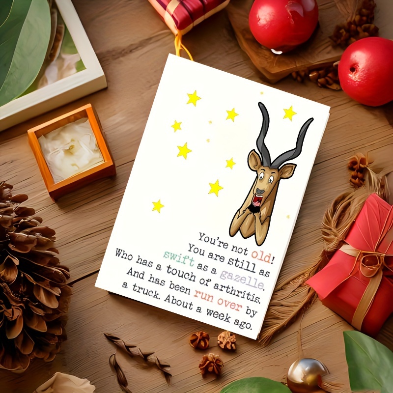 Humorous Birthday Greeting Card Funny Gazelle Joke Card Temu