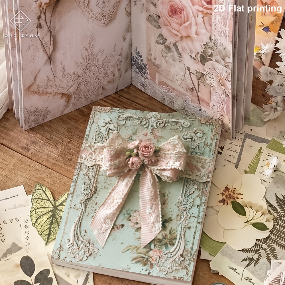 TEMU JAI IMAN Format A5 96 pages (Pages intérieures à différents) Style papier éphemera de récupération floral vintage plat 2D, pour , Cadeau ,
