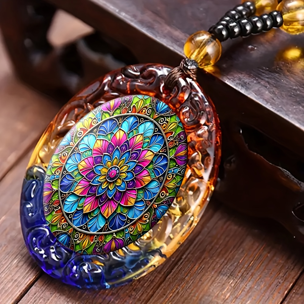 TEMU A Vibrant And Fashionable Pendant, A Chic Oval Necklace, A Spiritual Jewelry Present For Men