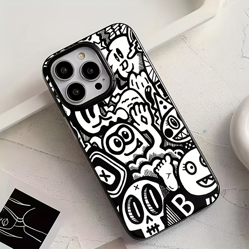 phone case a vibrant black cartoon graffiti phone case - Temu Oman