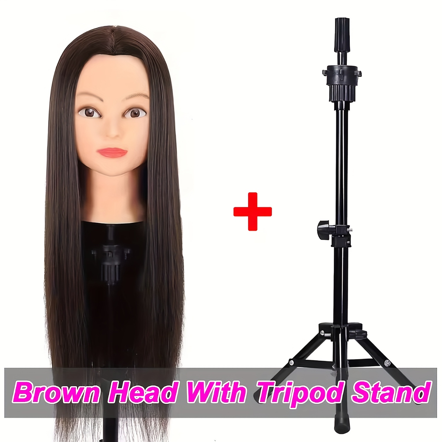 TEMU Tête de mannequin pour cosmetologie professionnelle, complète avec cheveux et support à pince gratuit, pour la de , de coupe et de coiffure
