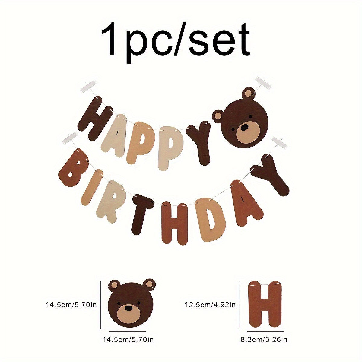Brown Bear Birthday Letter Pull Flag Party Decoration Banner Layout