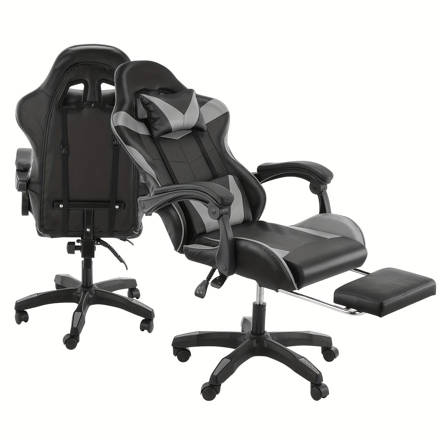 Image of Ergonomic Office Chair & Gaming Chair With Adjustable Height, 135° Recline, Lumbar Support & Headrest - Suitable For For, Computer Desk, Study Chair, Manual Recline Handle, Cushioned, Artificial /foam