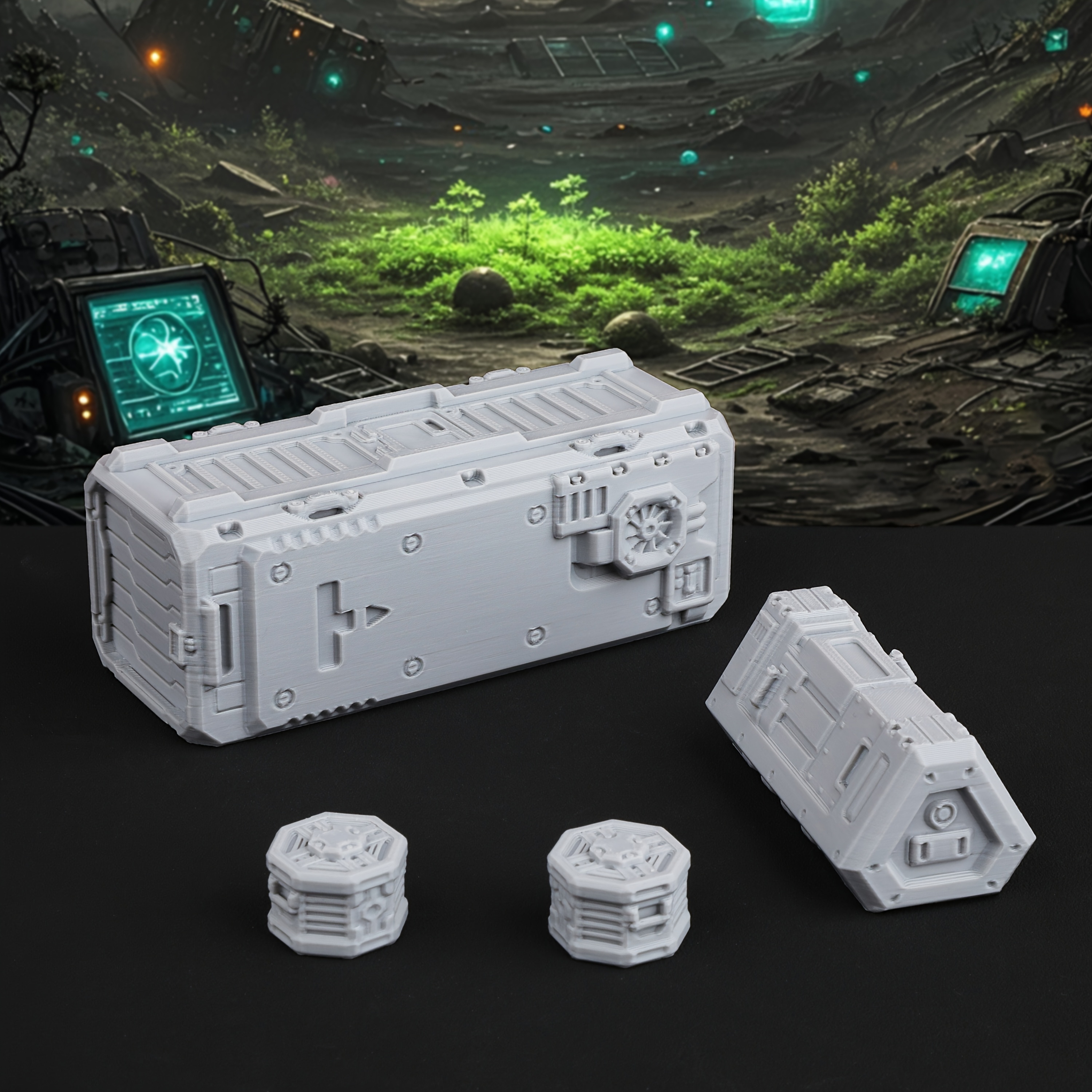 

3dmagic 4pcs Cyberpunk Cargo Shipping Container Set, Miniature Accessories, Unpainted Plastic Stackable Game Props For D&d Rpg Role Games