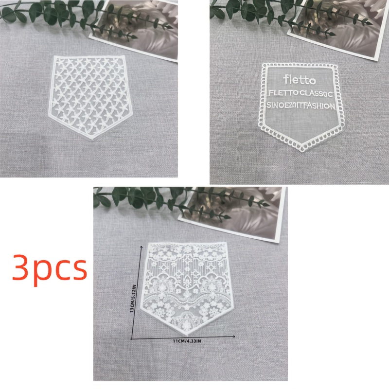 E-shop 3er-Pack Spitzenstickerei Taschenflicken, geeignet für Kleidung Jeans Dekoration, Nähen Bastelarbeiten