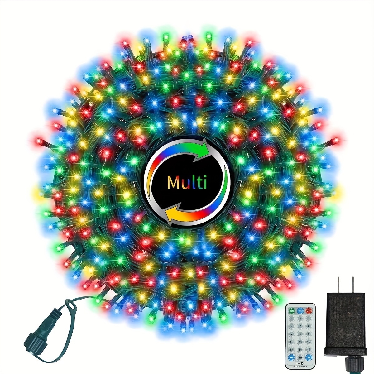 

500 Led String Lights Outdoor, 16 Modes Plug In Twinkle Fairy Lights For Bedroom, 46ft 500led Christmas Lights Cluster Lights Outdoor -multicolor