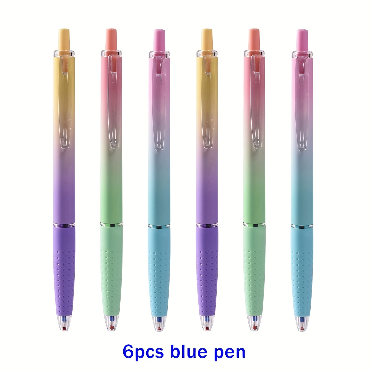 Image of 6 Gradually Changing Color Smooth Press Neutral Pen Anti Slip Pen Needle Tube Fine Head Blue Quick Drying Water Pen, Suitable For Office, Study, , Finance