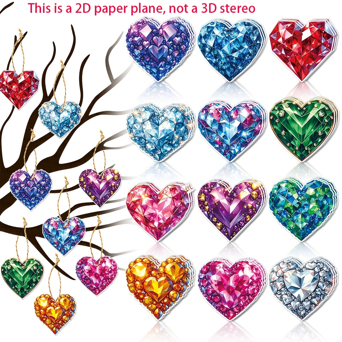 

12pcs Romantic Heart-shaped Hanging Decorations, Paper Ornaments For Valentine's Day, Universal Holiday Party Favors, No-electricity Required, Design