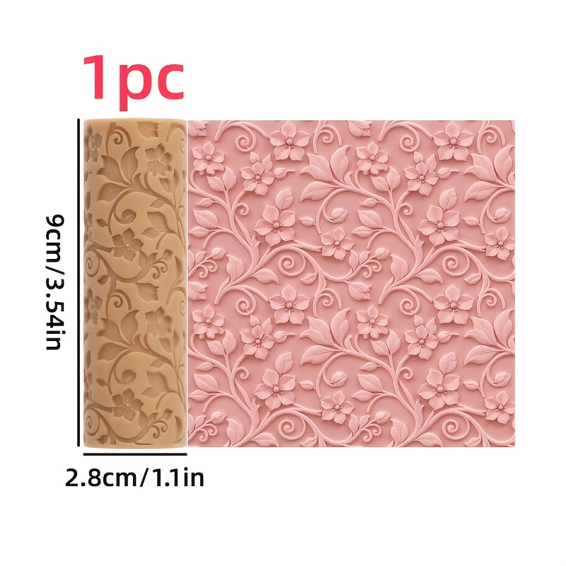 TEMU 1pc Sakura Tengman Texture Roller - Sakura Embossing Tool With Plastic Roller & Tengman Patterns Suitable For Polymer Clay, Pottery, Jewelry