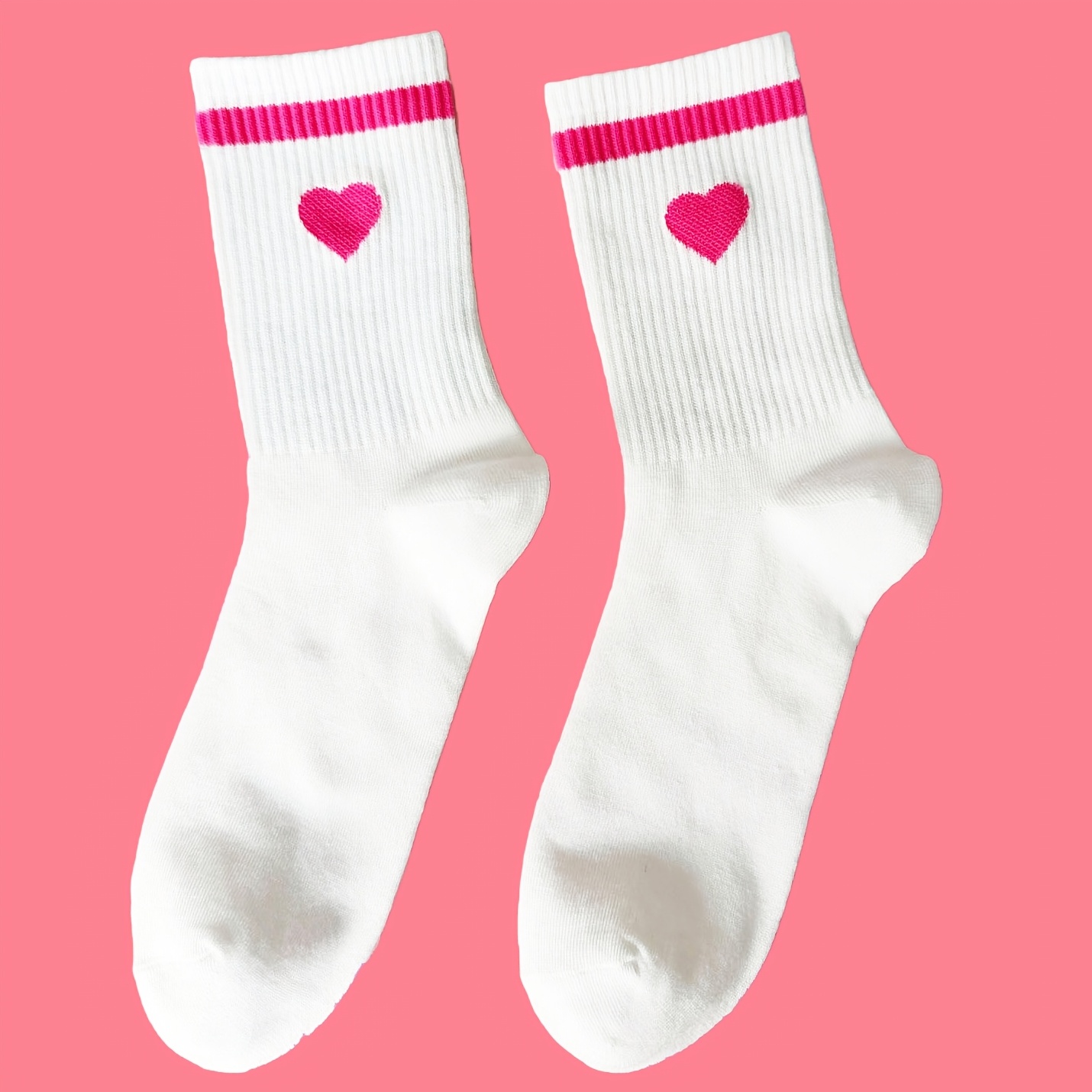 E-shop 1 Paar Rosa Herzenssocken, süße Socken, Liebessocken, verspielte Socken, lustige Socken mit Herzmuster, Geschenksocken für , Familie, Freund,