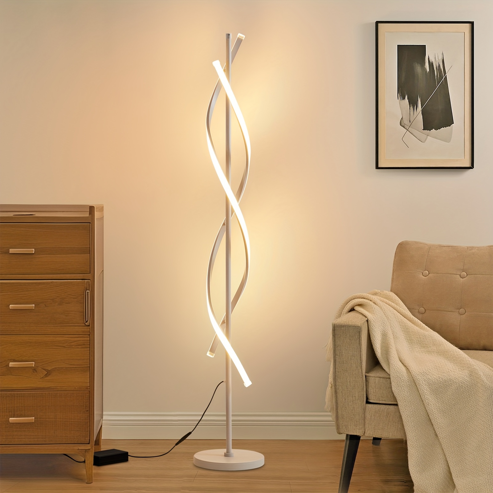 Image of 60" Floor Lamp, With 10cm Extension Rod, Foot Switch , 3-color Dimmable Floor Lamp, Not Easy To Fall, No Uniform Light, Timing Memory, For Decoration, Christmas Gifts