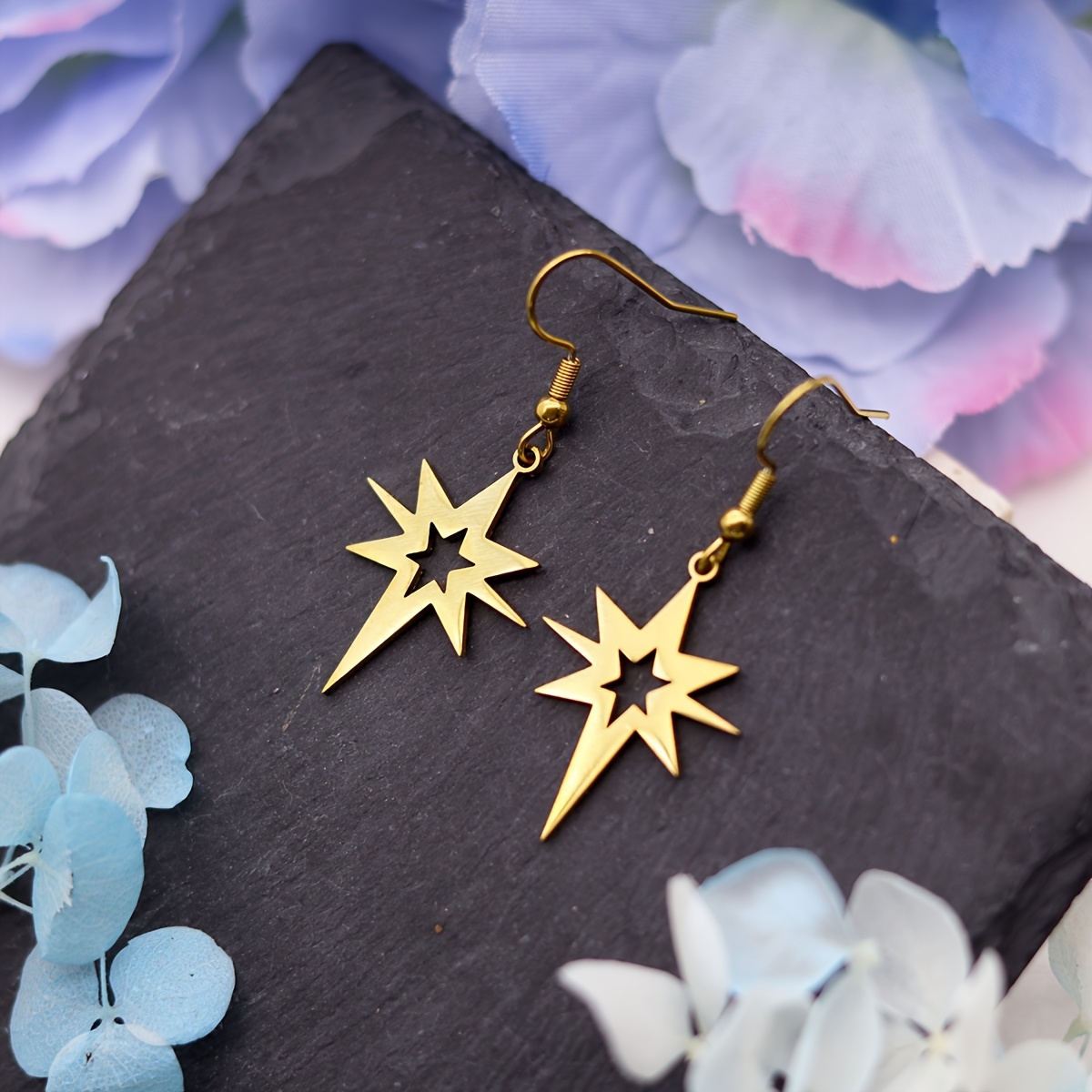 Celestial Star Ear Drop Statement Earrings, Gift for Her