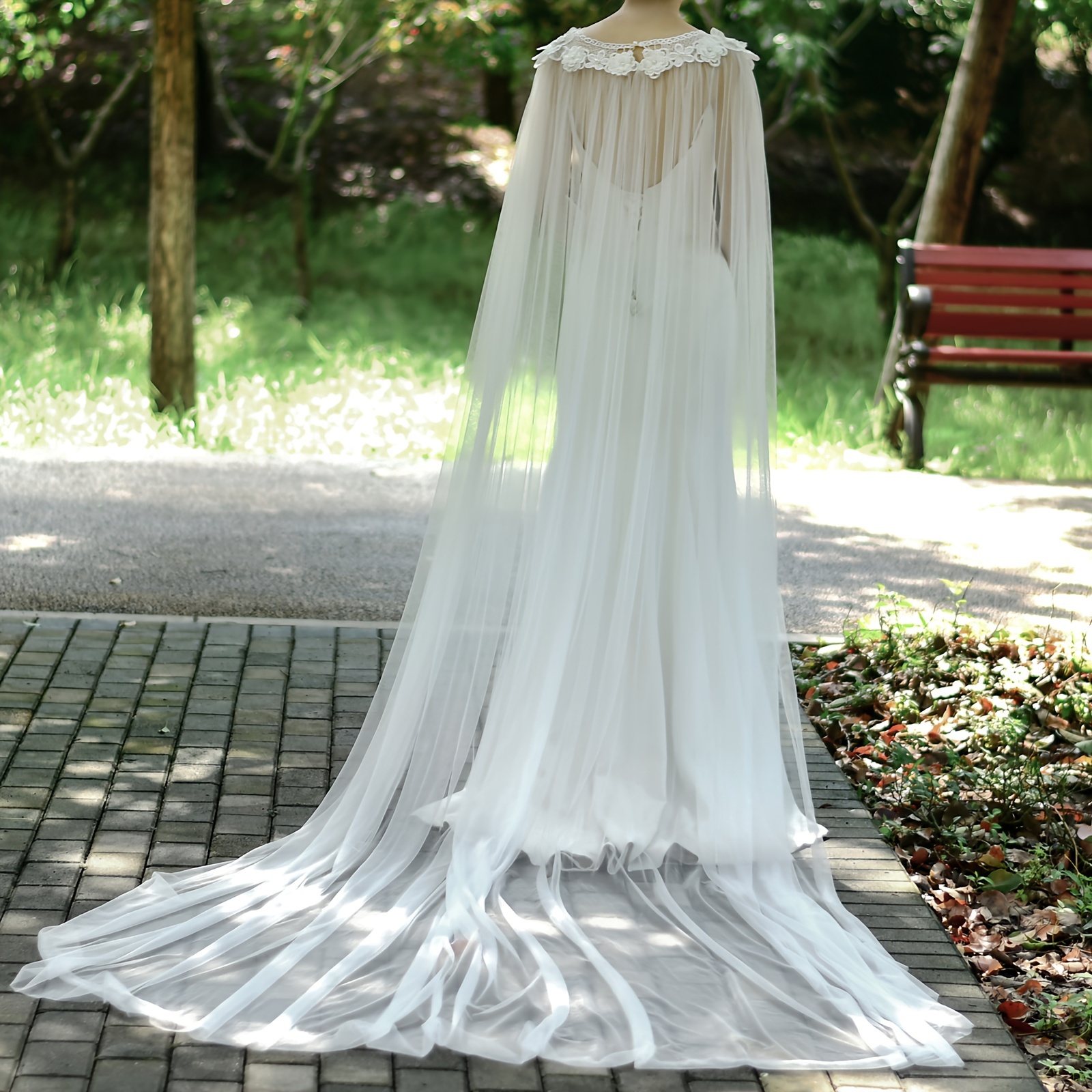 Super Long Bridal Lace Cape White Elegant Embroidered Flower Cape Thin  Breathable Shoulder Decor Shawl Bridal Dress Accessories