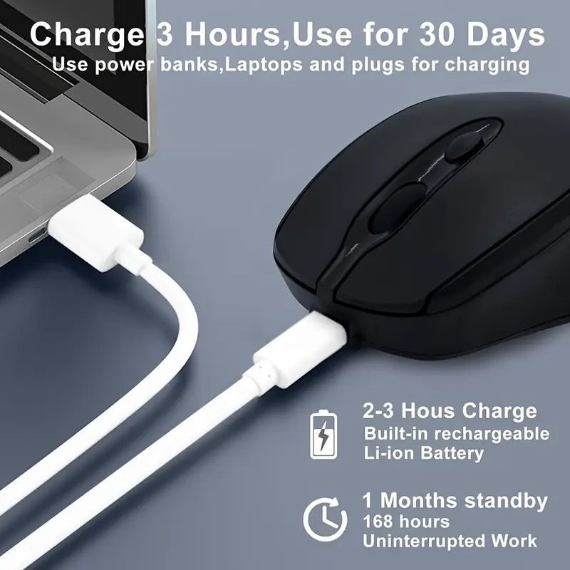 wireless mouse rechargeable computer game office mouse ergonomic mouse portable multi suitable for pc notebook computer windows details 0