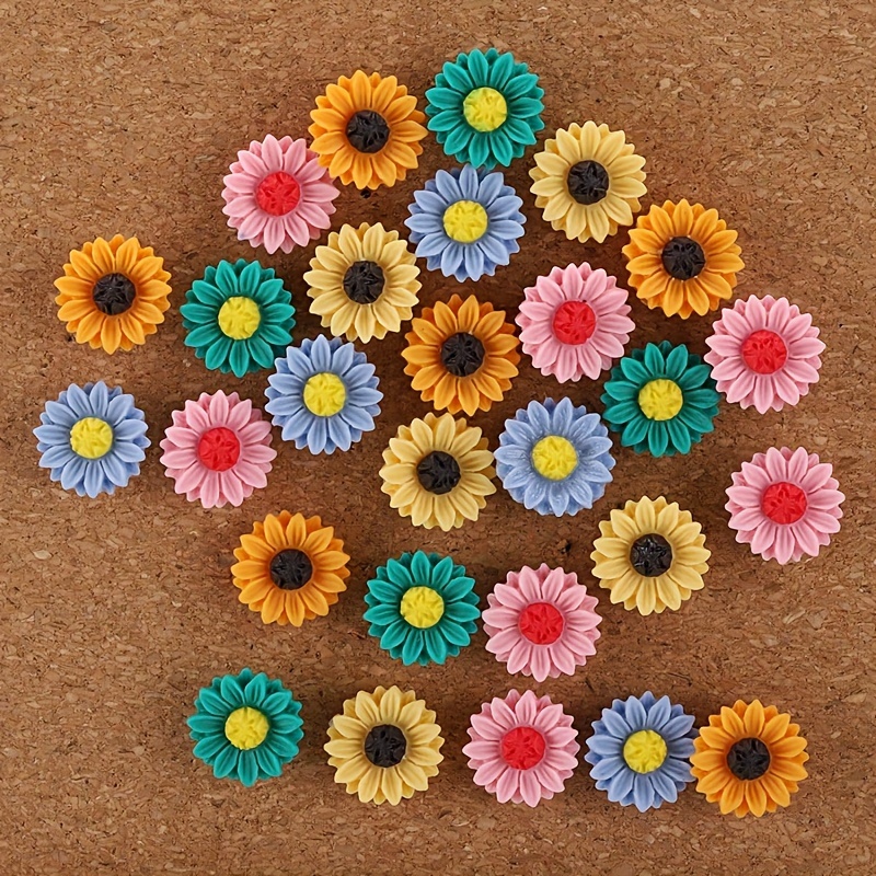 40 Mixed-color Crackle Chrysanthemum Push Pins
